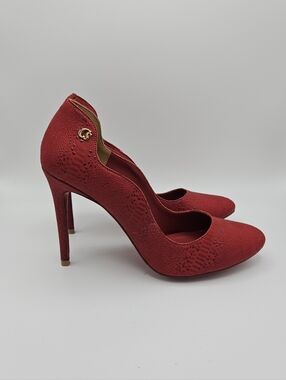Carmen Steffens red textured stiletto heels with snake print BR 39 EU 41
